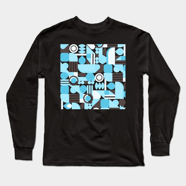 Blue geometric pattern abstract Long Sleeve T-Shirt by carolsalazar